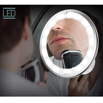 surker MWLM323 Padidinti 10 kartų Makiažo veidrodėliai LED gooseneck veidrodis metalinis laikiklis, dvigubo siurbimo taurės sauso baterija vonios veidrodis