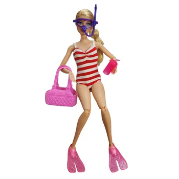 1/6 BJD Doll Drabužių Mados Rožinė Plaukimo Komplektai Barbie Drabužių Nustatyti Bikini Respiratorius Batai Taurės Maišelį 11.5
