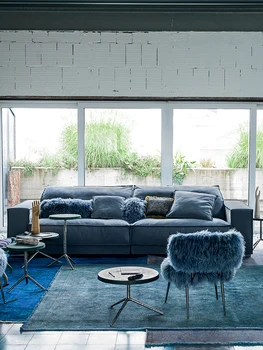 Itališko stiliaus sofa-lova, prabangus importuotų kampe sofa su specialios formos šepečiu oda, minimalistinis dizainas.