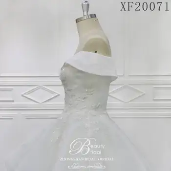 Spalvingas Customed Nėrinių Aplikacijos Scoop Kamuolys Suknelė Vestuvių Suknelės Derliaus Dubajus Nuotakos Suknelė Royal Traukinio Vestuvių Suknelė XF16111