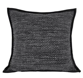 Juoda ir pilka rupi kanapių tekstūros užvalkalas juoda dizaineris pagalvėlė padengti modernios šviesos minkštas modelis kambarys pagalvėlė padengti