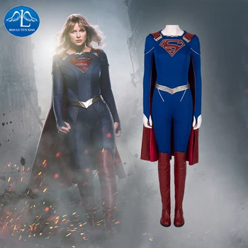 Supergirl Kostiumas Kara Zor El Danvers Cosplay Superwoman Seksualus Išgalvotas Jumpsuit Halloween Kostiumai, Moterims, Superhero Batai Suaugusiųjų