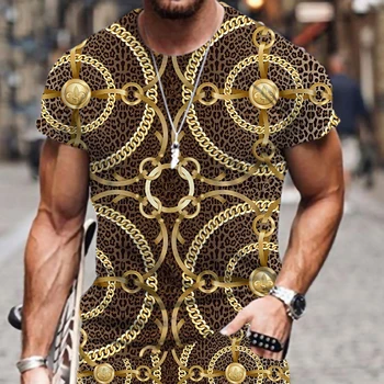 【Gamyklos Kaina】2023 Vasaros Gyvūnų Tekstūros Pledas 3D Print T Shirt Žmogui Vasaros Leopard Grandinės Grafika Apvalios Kaklo Tee Dizainas