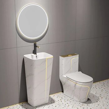 Modernus dizainas, S-gaudyklė/P-gaudyklė, vonios kambarys, wc, santechnikos įranga, marmuro, tualetas ir kriaukle porceliano unitazo komplektas su pjedestalas baseino