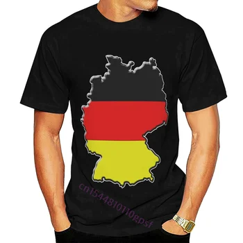 100% Medvilnės Mados, O Kaklo Užsakymą Išspausdinti Vyrų Marškinėliai Vokietijos Vėliava Žemėlapis Juoda Juokinga Moterų Marškinėliai