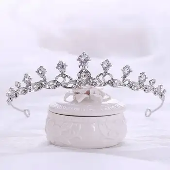 Sidabro Spalvos Karūnos Aukštos Kokybės Cirkonis Crystal Crown Plaukų Lankelis Princesė Crystal Crown Nuotakos Santuokos Šukuosena Vestuvių Papuošalai