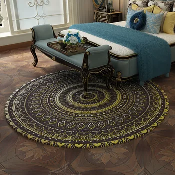 American Vintage etninės style Bohemian apvalus kilimas Miegamojo lovos kilimas Kompiuterio pasukama kėdė grindų kilimėlis Kabantys krepšelį kilimėlis
