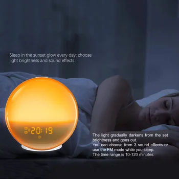 LED Šviesos Žadintuvas Saulėtekio Modeliavimas Miego Pagalba su FM Radijo Atidėti Laikrodis, Miegamojo Priedai LED Šviesos Žadintuvas DCS