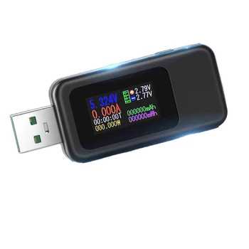 Spalvotas Ekranas Testeris USB Testeris 0-6.5 Dabartinių 4-30 V Voltmeter Stebėjimo Laiko Ekranas Mobile Įgaliojimų Nustatymo MX18L Juoda