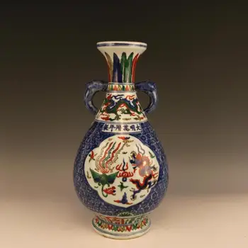 Antikvariniai MingDynasty porceliano vaza,mėlyna, Įvairiaspalvis butelis,Rankomis dažyti amatų,Apdailos,Surinkimo ir Puošmena,Nemokamas pristatymas