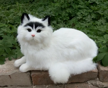 modeliavimo mielas gulėti balta katė 30x16x16cm modelis polietileno&kailis katė modelį, namų dekoravimo prekėms ,modelis dovana d354