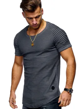 B1289-Vasaros nauji vyriški marškinėliai kieto spalvų slim tendencija atsitiktinis trumparankoviai mados