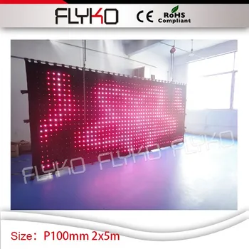 Naujausias 2m x 5m dj booth ekrano P100mm led vizija šviesos ekranas led vaizdo užuolaidų