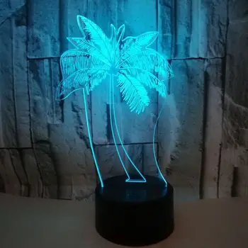 3D LED Nakties Šviesos Palmių Lapų, su 7 Spalvų Šviesos Namų Puošybai Lempos Nuostabi Vizualizacijos Optinė Iliuzija Nuostabus