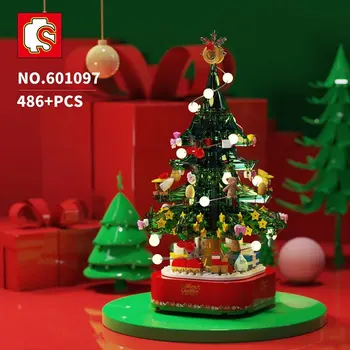 SEMBO Idėjų Serijos 601097 Kalėdų Eglutė Su Music Box Modelio Blokai Nustatytas Klasikinis Kalėdų Dovana SS Vaikams, Žaislai