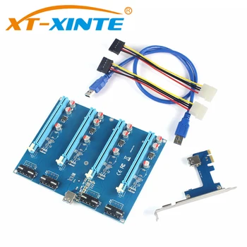 XT-XINTE PCI-E Adapterį Card PCIe 1 iki 4 Riser Card 1X iki 16X Lizdas Kasybos Kortelės PC Kompiuterio Jungtis Miner BTC Bitcoin