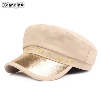 XdanqinX 2019 Nauja Pora, Skrybėlę Elegantiškas Moterų Madingų Laišką Kepurės Kariuomenės Karinių Kepuraitės, vyriški Butas Bžūp Studento Snapback Cap