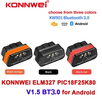 KONNWEI KW901 ELM327 OBD2 Bluetooth Automobilių Diagnostikos įrankis KW 901 elm 327 wifi Android/IOS 2017 Naujo kodo skaitytuvas skaitytuvas