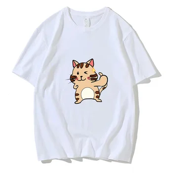 T-marškinėliai Moterims 90-ųjų Drabužių Atsitiktinis Ponios Kačių Temą Spausdinimo Mados Drabužių Grafinis Marškinėlius Viršų Moteriška Tee Marškinėliai