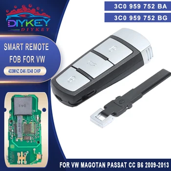 DIYKEY 3C0 959 752 BG, 3C0 959 752 BA Keyless Go Smart Remote Key 3 Mygtuką, 434MHz ID46 VW Volkswagen Magotan
