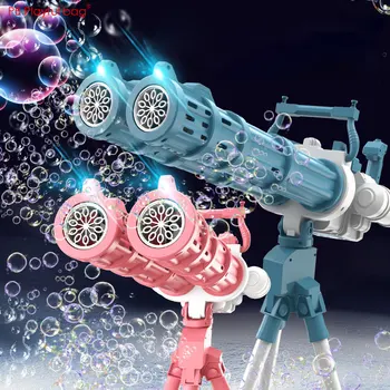2022 Elektros Gatling Burbulas Mašina 20 Skylių Dvigubas vamzdelis, Automatinė Pučia Burbulą Žaislai LED Gatling Bubble Gun Vasaros Vaikas žaislas AC68