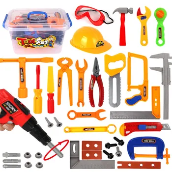 37Pcs/set vaikų modeliavimas remonto įrankių rinkinys, elektrinis grąžtas šalmas nustatyti Berniukas Apsimesti Žaisti mechanikas priežiūros įrankių dėžė žaislas