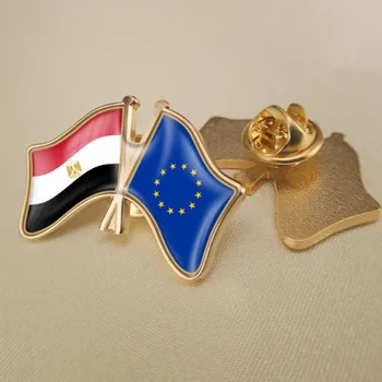 Europos Sąjungos ir Egipto Kirto Dviguba Draugystė Šaligatvio Sagė Emblemos Atvartas Smeigtukai