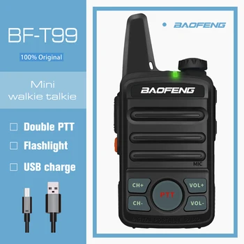 Baofeng BF-T99 Mini Walkie Talkie Atnaujintas BF-T1 UHF Kumpis Radijo Vaikai Nešiojamų USB Įkroviklis Du Būdu Radijo Stotis FM siųstuvas-imtuvas