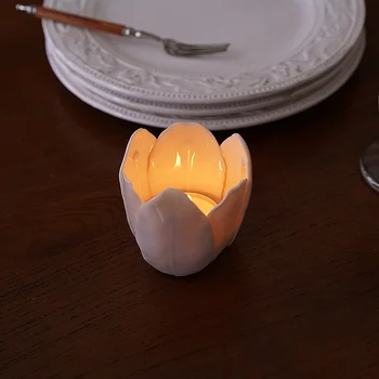 Magnolia Gėlių Rankų Darbo Trimatis Namų Puošybai Accessories Žiedų Modelis Keramikos Žvakidė Stalo Romantiška Candelabr