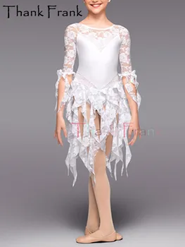Nauja, Nėrinių Juosteles Baleto Suknelė Mergaitėms Baltos Pasakos Leotard Suknelės Vaikams, Vaikų Modernus Šiuolaikinio Lyrinis Šokio Kostiumai C737