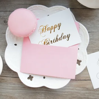 multi-naudoti 25pcs Mini Gimtadieniu Kortelės aukso su rožinės spalvos vokas Scrapbooking šalis kvietimai gimtadienio naudoti