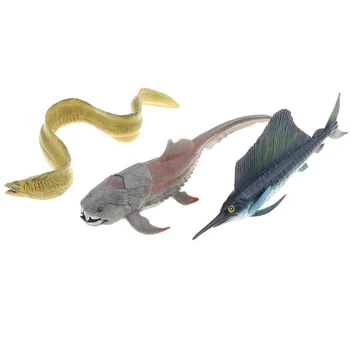 3 Modeliavimas Žuvų Modelio Figūra, Žaislų, Vaikai, Anksti Pobūdžio Žaislas, Kolekcines, - Buriažuvė, Dunkleosteus ir Conger Ungurys