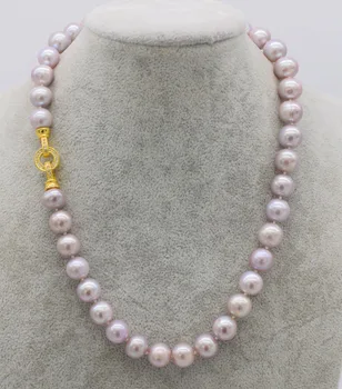 OHO! gėlavandenių perlų AA violetinė netoli raundas 11-12mm karoliai 18inch pobūdžio FPPJ didmeninės