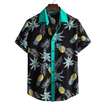 Atvykimo Derliaus Medvilnės Marškinėliai Vyrams Trumpomis Rankovėmis Etninės Stiliaus Gėlių Spausdinti Viršūnes Prarasti Havajų Marškinėliai Vyrams Streetwear