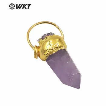 WT-P1572 Nuostabus dizainas Karoliai aksesuaras Natūralaus akmens moterų pakabukas violetinė dvasia taško kvarco pakabutis su apvaliu žiedu