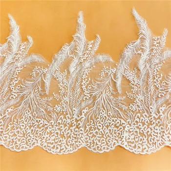 Aukštos klasės vestuvių suknelės naudoti pat plunksnų phoenix blizgučiais nėrinių sijonas su ypač plati nėrinių ornamentais