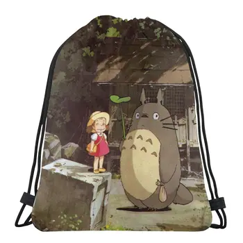 Retro Totoro Kino Studijos Ghibli Kawaii Raišteliu Krepšiai, Sporto Salė, Batų Paauglių Nešiojama Kuprinė Maišelis