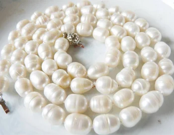 Naujas Spalvingas 8-9mm nereguliarus balta Akoya perlų karoliai 32inch gamtos Prabanga Miss mergina Vestuvių Papuošalai