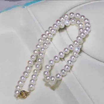 10mm baltos spalvos Natūralių perlų vėrinį raundo aukso sagtimi gėlavandenių perlų Moteris Papuošalai 35cm 43cm 14