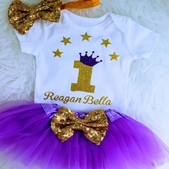 Asmeninį Levandų auksas 1-asis gimtadienis Žiburėlis little star Vienerių metų aprangą Užsakymą mergytę 1-asis gimtadienis princesė