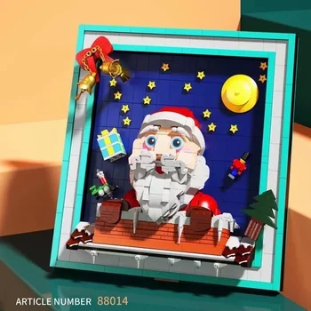 Kalėdų Senelio Foto Rėmelis Blokai Kalėdinė Dekoracija Namuose 3D Portretas Modelis Plytų Žaislai Naujųjų Metų Dovana 2021