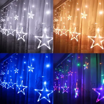 138 LED Star Užuolaidų Styginių Šviesos 8 Mirksėjimo Režimais, Vandeniui Vestuvės, Kalėdos, Vestuvės