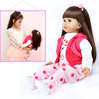 Bebe Realus Reborn Baby Doll 20 Colių 48 Cm Minkšto Silikono Vinilo Ilgų Plaukų Mergina Bamblys Atostogų Dovanų Vaikams Žaislas