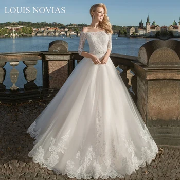 Louis Novias-Line Vestuvių Suknelė High-end Stebėjimo Išskirtinį Siuvinėjimo Pusė Kristalų Varčias Vestuvių Suknelės Vestido De Noiva