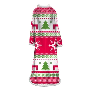 Kalėdų Modelis Printed Rankovės Antklodė Daugkartinio Naudojimo Dekoratyvinis Quick Dry Flanelė Daugiafunkcinis Lengva Valyti Namų Minkštas Šiltas Mesti