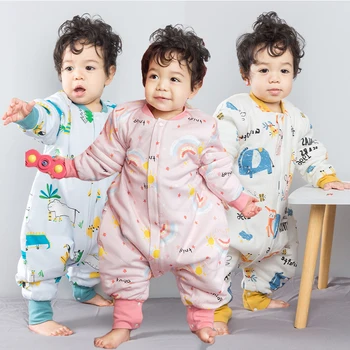 2022 M. Rudens Žiemos Tirštėti Sleepsack Vaikams Padalinta Kojos Medvilnės Miegmaišį Mažylis Berniukas, Mergaitė Animaciją Pižama Rinkiniai Kūdikis Sleepwear