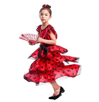 Nauja Vaikai Flamenko Sijonai Ispanų Flamenko Šokių Mergina Ispanijos Senrite Flamenko Šokėja Fancy Dress Kostiumai