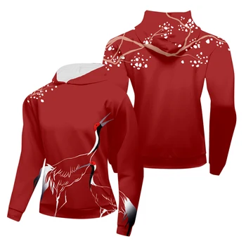 Sporto Stiliaus ilgomis Rankovėmis Sublimacijos Spausdinimo Minkštas Raudonos Laisvas Megztinis Su Skrybėlę Sporto Bėgimas Vyrams Sportwear