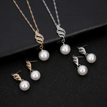 Mados Temperamentas Nuotaka Elegantiškas Deimantų Auskarai Wave Line Vestuvių Perlų Vėrinį moterų papuošalų rinkinys motina perlų grandinė