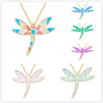 Akrilo Spalvos Opal dragonfly Karoliai Moterims, Ilgai Laukinių Clavicle Grandinės Gyvūnų, Kabamųjų Karoliai, Rafinuotas, Stilingas Mujer Dovana